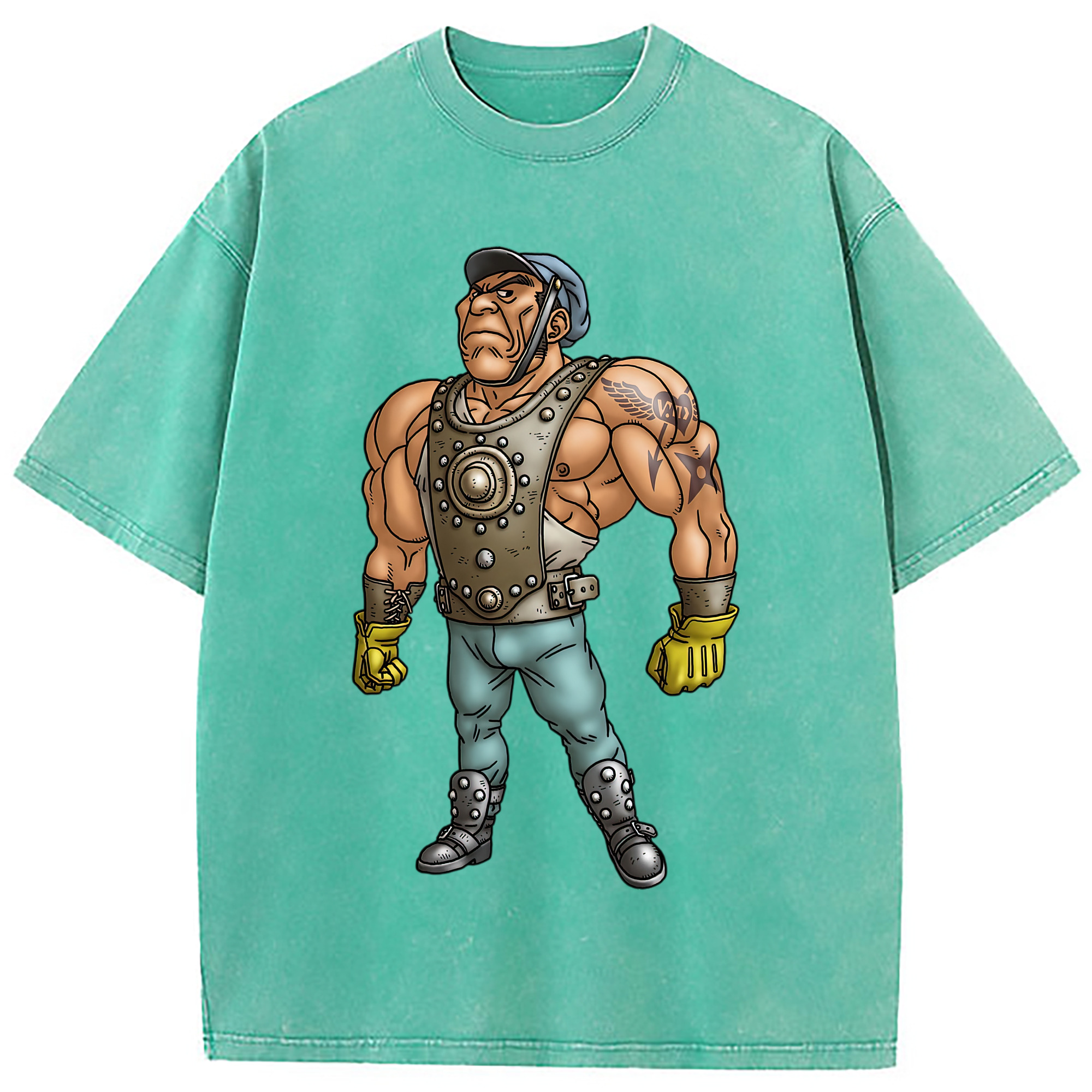 （画像用） ドラゴンクエスト Doragon Kuesuto Dragon Quest 綿100% ヴィンテージ風 半袖Tシャツ（フロントプリント）